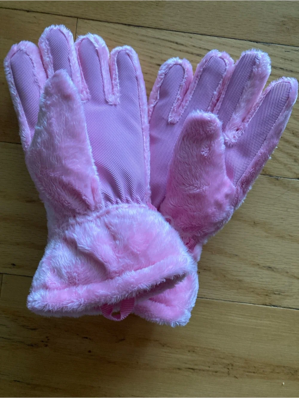 Cozy Plush Pink Kids Mittens - Soft Fuzzy Winter Gloves